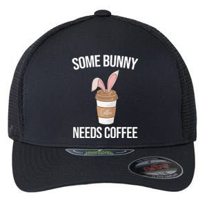 Some Bunny Needs Coffee Cute Flexfit Unipanel Trucker Cap