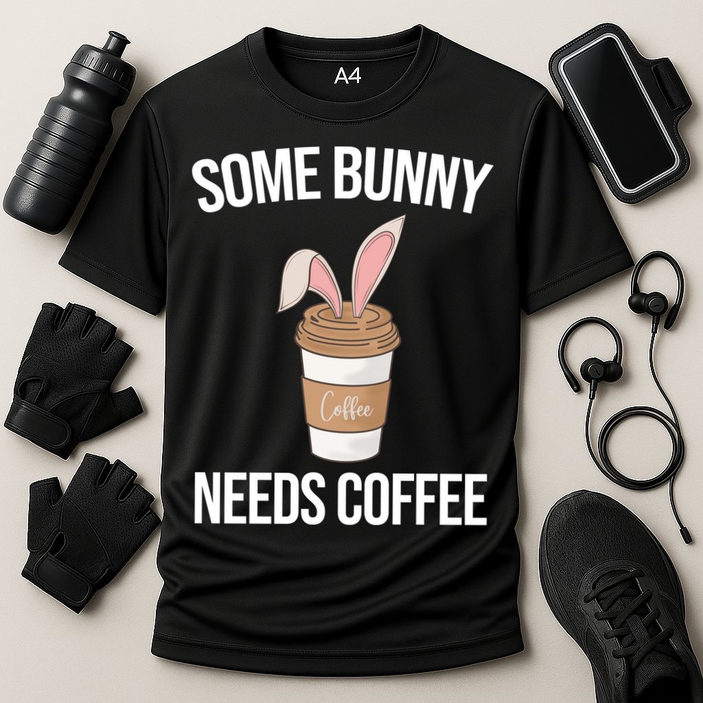 Some Bunny Needs Coffee Cute Cooling Performance Crew T-Shirt