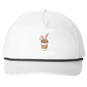 Some Bunny Needs Coffee Cute Snapback Five-Panel Rope Hat