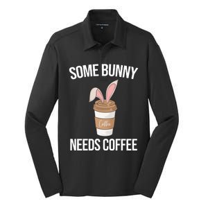 Some Bunny Needs Coffee Cute Silk Touch Performance Long Sleeve Polo