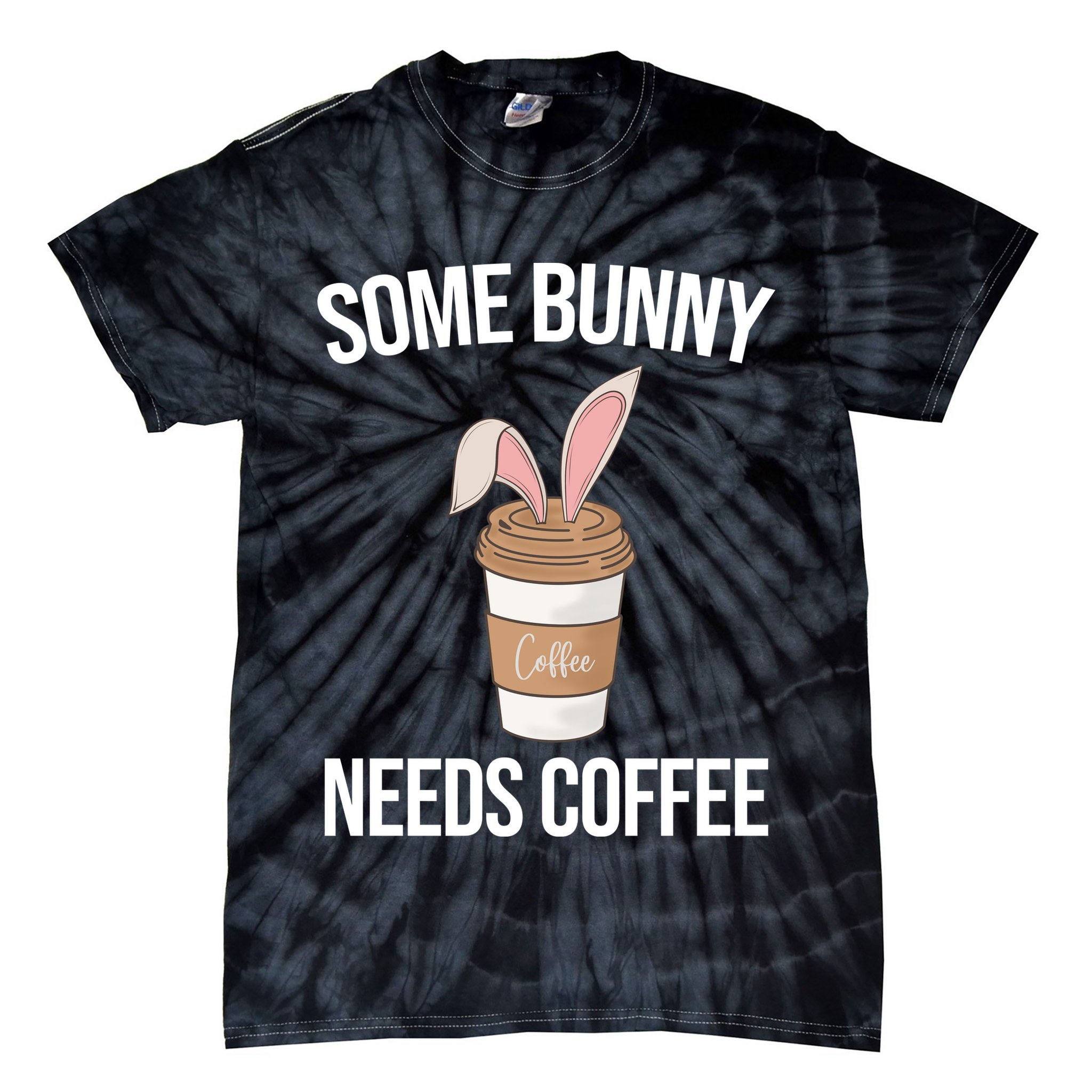 Some Bunny Needs Coffee Cute Tie-Dye T-Shirt