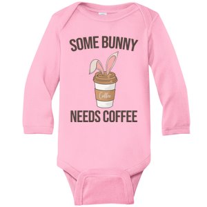 Some Bunny Needs Coffee Cute Baby Long Sleeve Bodysuit