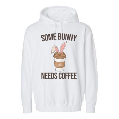 Some Bunny Needs Coffee Cute Garment-Dyed Fleece Hoodie