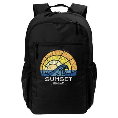 Sunset Beach Nc Vacationing Stained Glass Waves Daily Commute Backpack