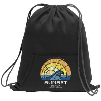 Sunset Beach Nc Vacationing Stained Glass Waves Sweatshirt Cinch Pack Bag