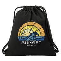 Sunset Beach Nc Vacationing Stained Glass Waves Drawstring Bag