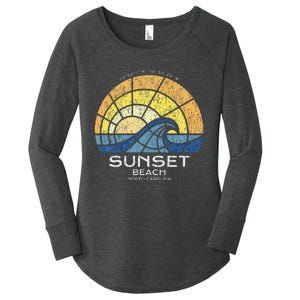 Sunset Beach Nc Vacationing Stained Glass Waves Women's Perfect Tri Tunic Long Sleeve Shirt