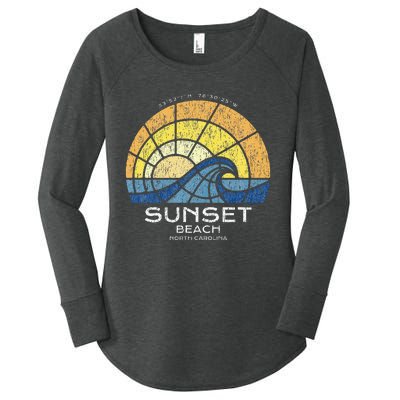 Sunset Beach Nc Vacationing Stained Glass Waves Women's Perfect Tri Tunic Long Sleeve Shirt