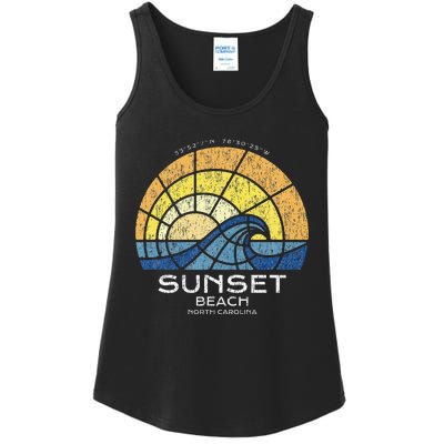 Sunset Beach Nc Vacationing Stained Glass Waves Ladies Essential Tank