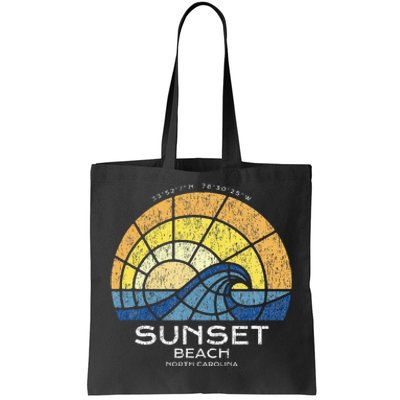 Sunset Beach Nc Vacationing Stained Glass Waves Tote Bag