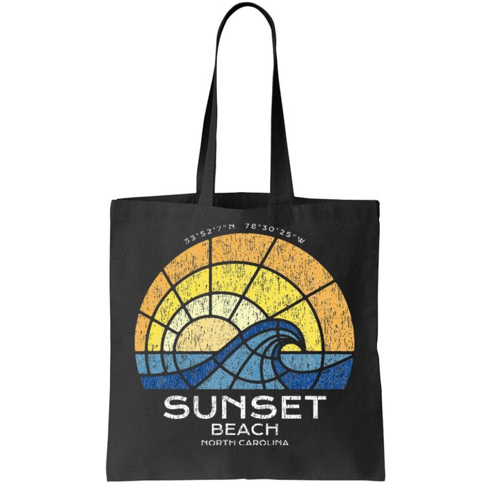 Sunset Beach Nc Vacationing Stained Glass Waves Tote Bag