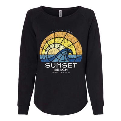 Sunset Beach Nc Vacationing Stained Glass Waves Womens California Wash Sweatshirt