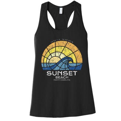 Sunset Beach Nc Vacationing Stained Glass Waves Women's Racerback Tank