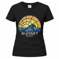 Sunset Beach Nc Vacationing Stained Glass Waves Women's T-Shirt