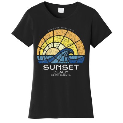 Sunset Beach Nc Vacationing Stained Glass Waves Women's T-Shirt