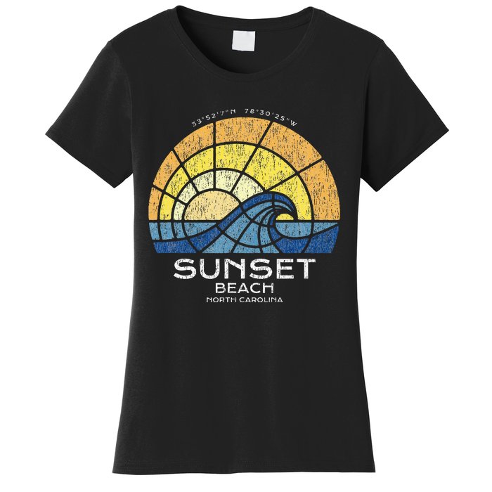 Sunset Beach Nc Vacationing Stained Glass Waves Women's T-Shirt