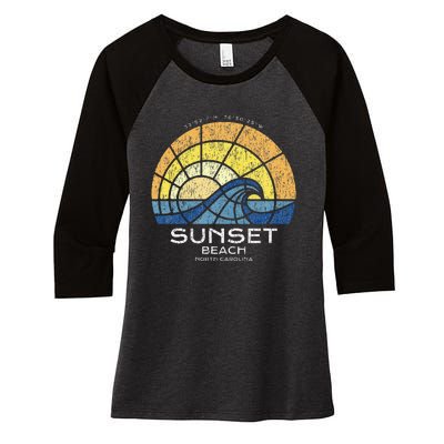 Sunset Beach Nc Vacationing Stained Glass Waves Women's Tri-Blend 3/4-Sleeve Raglan Shirt