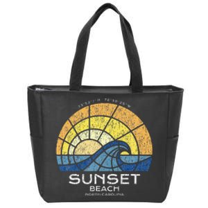 Sunset Beach Nc Vacationing Stained Glass Waves Zip Tote Bag