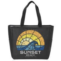 Sunset Beach Nc Vacationing Stained Glass Waves Zip Tote Bag