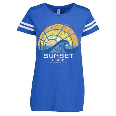 Sunset Beach Nc Vacationing Stained Glass Waves Enza Ladies Jersey Football T-Shirt