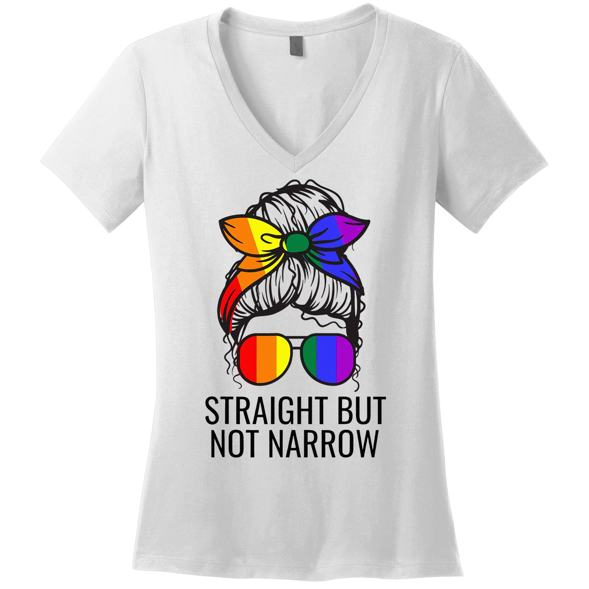 Straight But Not Narrow Proud Ally Women's V-Neck T-Shirt