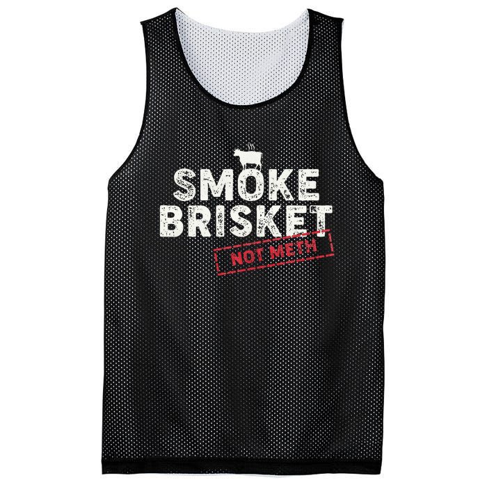 Smoke Brisket Not Meth Funny Brisket Bbq Grilling Mesh Reversible Basketball Jersey Tank