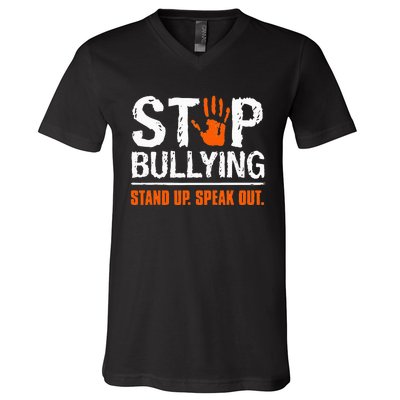 Stop Bullying Orange Stand Up Speak Out Unity Day V-Neck T-Shirt