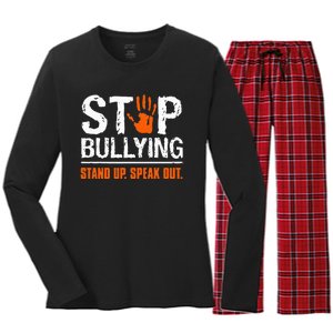 Stop Bullying Orange Stand Up Speak Out Unity Day Women's Long Sleeve Flannel Pajama Set 