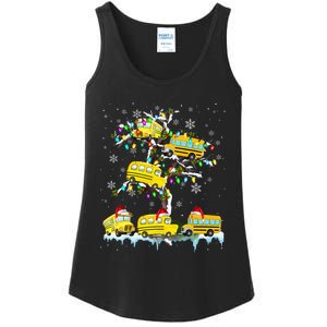 School Bus On Xmas Tree Christmas Santa School Bus Driver Ladies Essential Tank