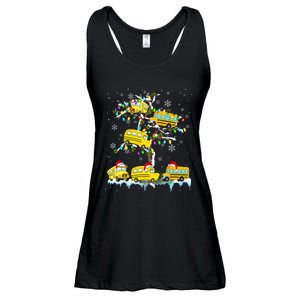 School Bus On Xmas Tree Christmas Santa School Bus Driver Ladies Essential Flowy Tank