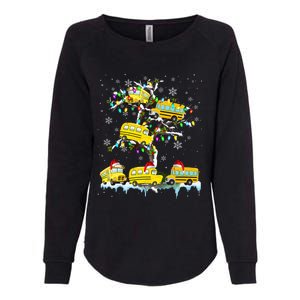 School Bus On Xmas Tree Christmas Santa School Bus Driver Womens California Wash Sweatshirt