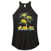 School Bus On Xmas Tree Christmas Santa School Bus Driver Women's Perfect Tri Rocker Tank