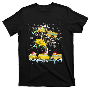 School Bus On Xmas Tree Christmas Santa School Bus Driver Long Sleeve T-Shirt