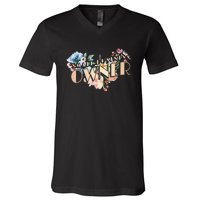 Small Business Owner Flower V-Neck T-Shirt