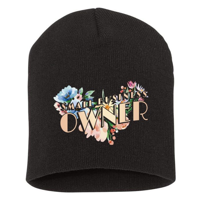 Small Business Owner Flower Short Acrylic Beanie