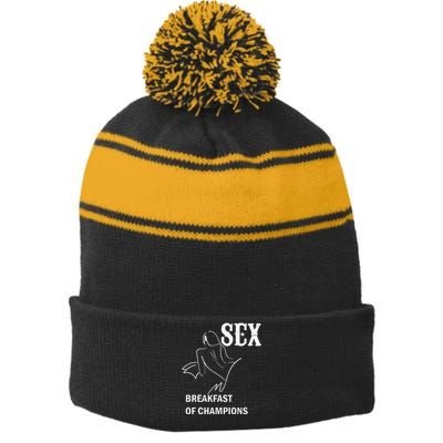 Sex Breakfast Of Champions Naughty Stripe Pom Pom Beanie