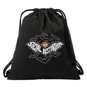 Skelly Bat Orange Drawstring Bag