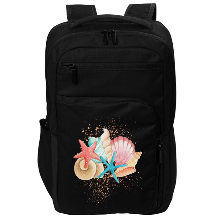 Seashell Beach Ocean Shells Collector Crafts Starfish Conch Impact Tech Backpack