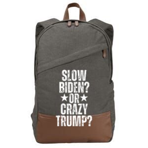 Slow Biden Or Crazy Trump Funny American Political Design Cotton Canvas Backpack