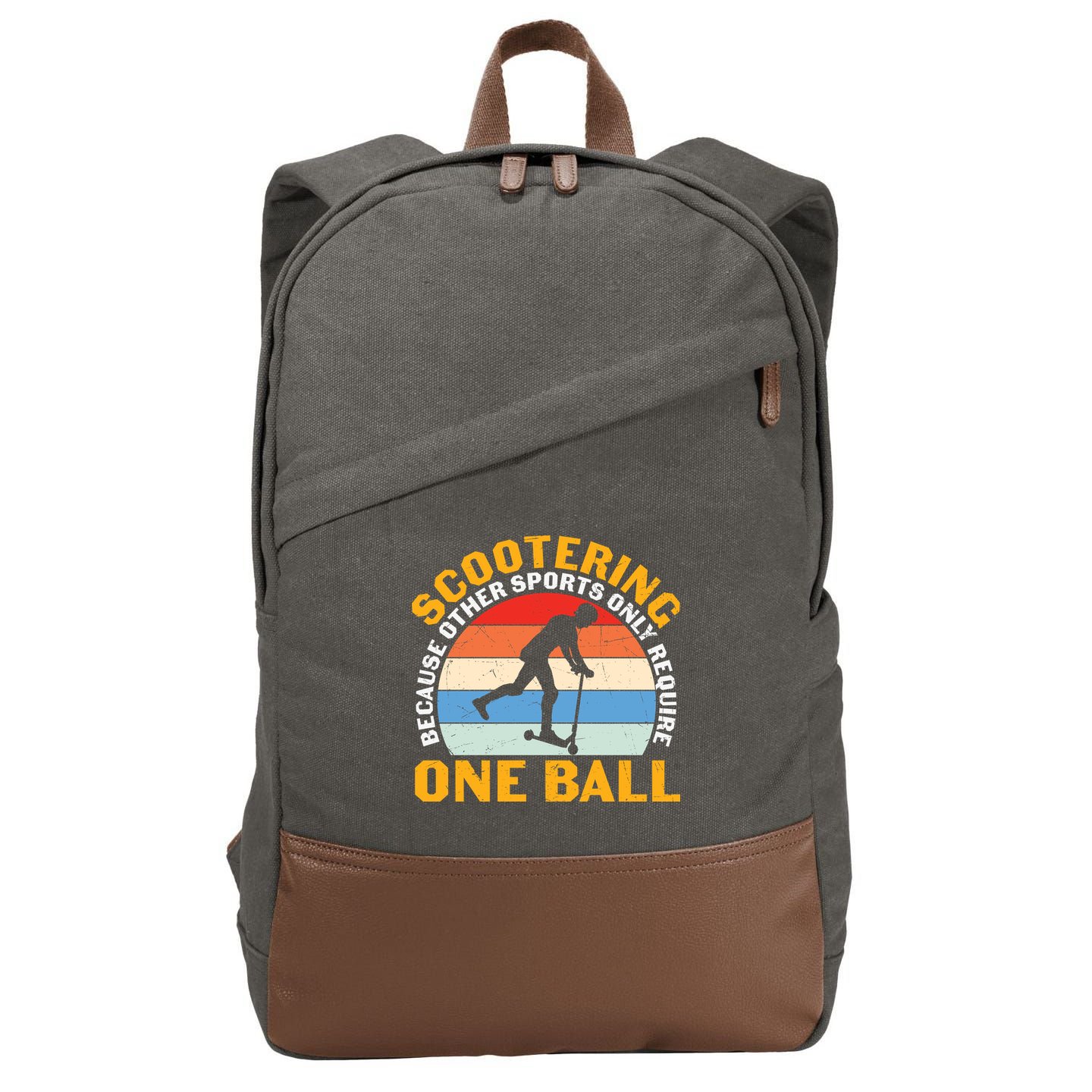 Scootering Because Other Sports Only Require One Ball Scooter Plus Size Shirts Cotton Canvas Backpack