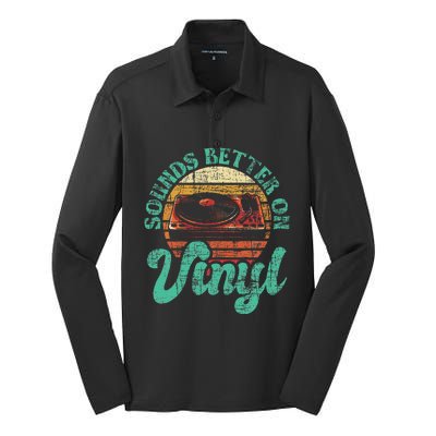 Sounds Better On Vinyl Music Lover Disc Records Collector Silk Touch Performance Long Sleeve Polo