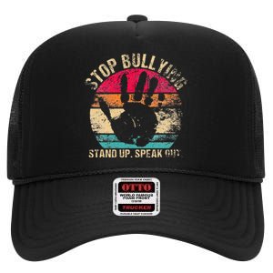 Stop Bullying Orange Stand Up Speak Out Unity Day High Crown Mesh Back Trucker Hat