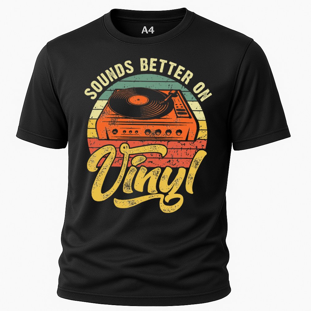Sounds Better On Vinyl Music Lover Disc Records Collector Cooling Performance Crew T-Shirt