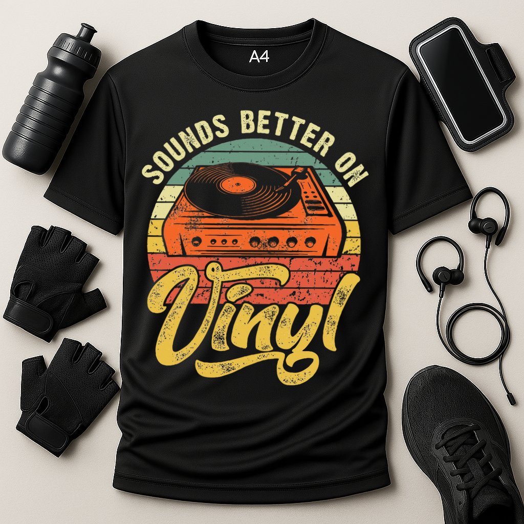 Sounds Better On Vinyl Music Lover Disc Records Collector Cooling Performance Crew T-Shirt