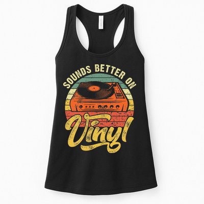 Sounds Better On Vinyl Music Lover Disc Records Collector Womens Tank Top