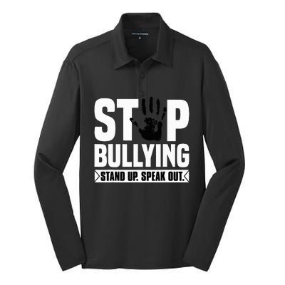 Stop Bullying Orange Stand Up Speak Out Unity Day Silk Touch Performance Long Sleeve Polo