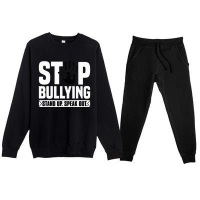 Stop Bullying Orange Stand Up Speak Out Unity Day Premium Crewneck Sweatsuit Set