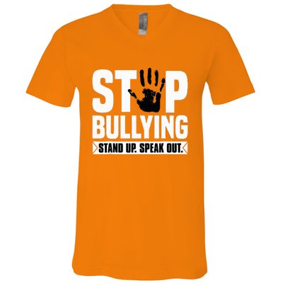 Stop Bullying Orange Stand Up Speak Out Unity Day V-Neck T-Shirt