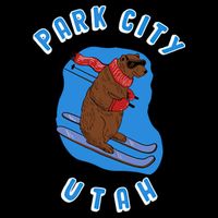 Skiing Bear On Ski Slope Funny Park City Utah Souvenir Gift Cooling Performance Crew T-Shirt