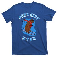 Skiing Bear On Ski Slope Funny Park City Utah Souvenir Gift T-Shirt